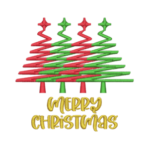 merry christmas trees embroidery file.