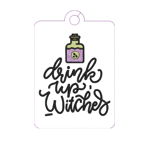 "Drink up witches" halloween tag file preview.