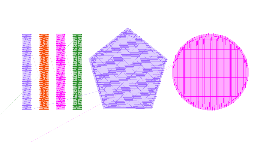 Preview of embroidery underlay stitches in software – foundation stitches for stability and quality embroidery.